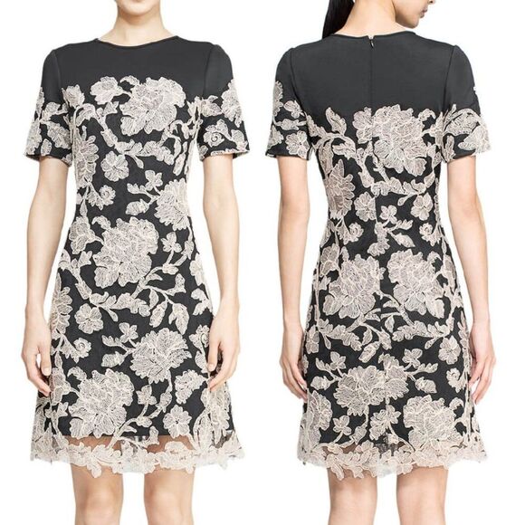 TADASHI SHOJI Dress, 2, Sabi, Floral Lace overlay, Short sleeve, Scuba - Picture 11 of 14